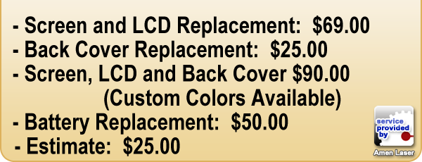 iPhone 4, iPhone 4s - Screen and LCD Replacement, Back Cover Replacement, Screen, LCD, and Back Cover - Custom Colors Available, Battery Replacement, Estimate